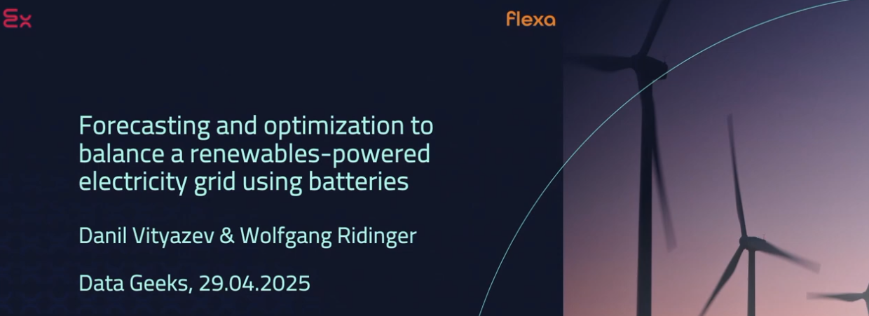 Talk "Forecasting and optimization to balance a renewables-powered electricity grid using batteries"